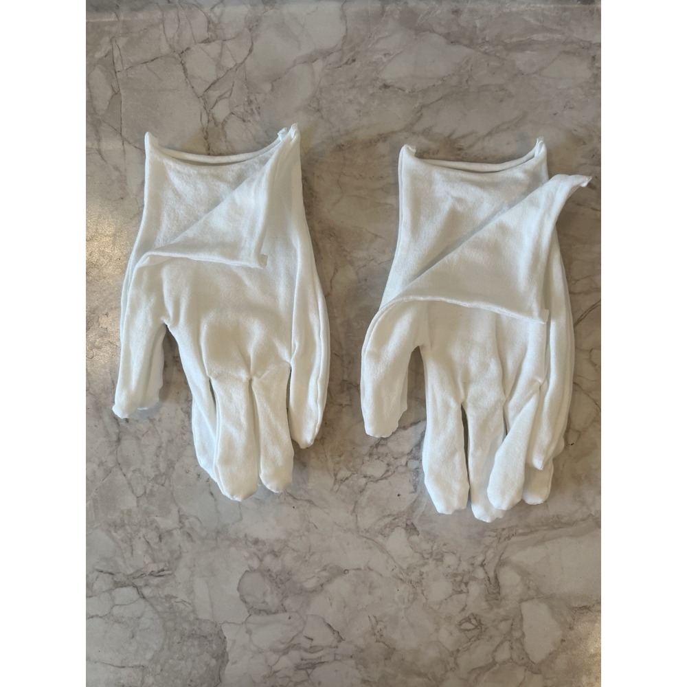 2 Pairs Cotton Cosmetic Gloves Hand Spa Gloves for Moisturizing, White M/L - NEW